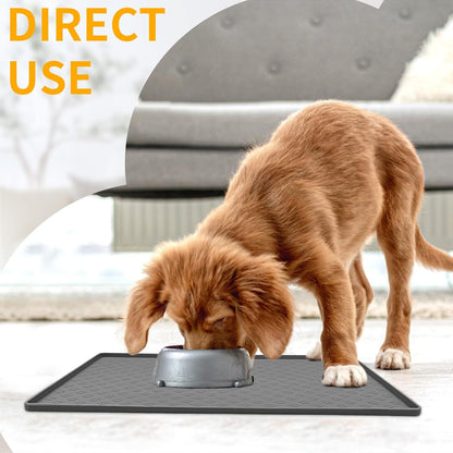Ptlom Grey Pet Placemat for Dog and Cat, Waterproof Anti-Slip Pet Feeding Bowl Mats for Food and