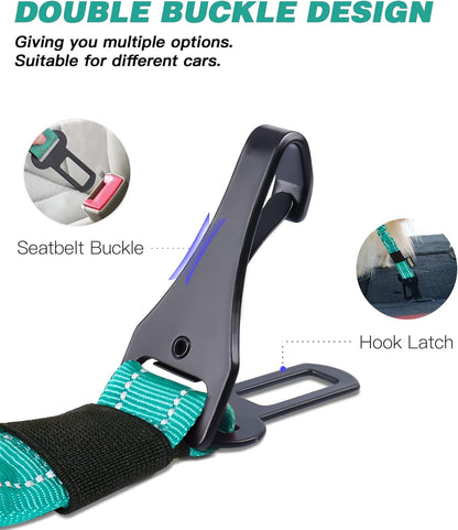 AUBELL Dog Seat Belt for Car,2 Pack Set 3-in-1 Adjustable Reflective Bungee Heavy Duty Dog Car