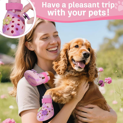 Dog Shoes for Hot Pavement, Adjustable Magic Tape Boots for Small, Medium & Large Dogs, Anti-Slip