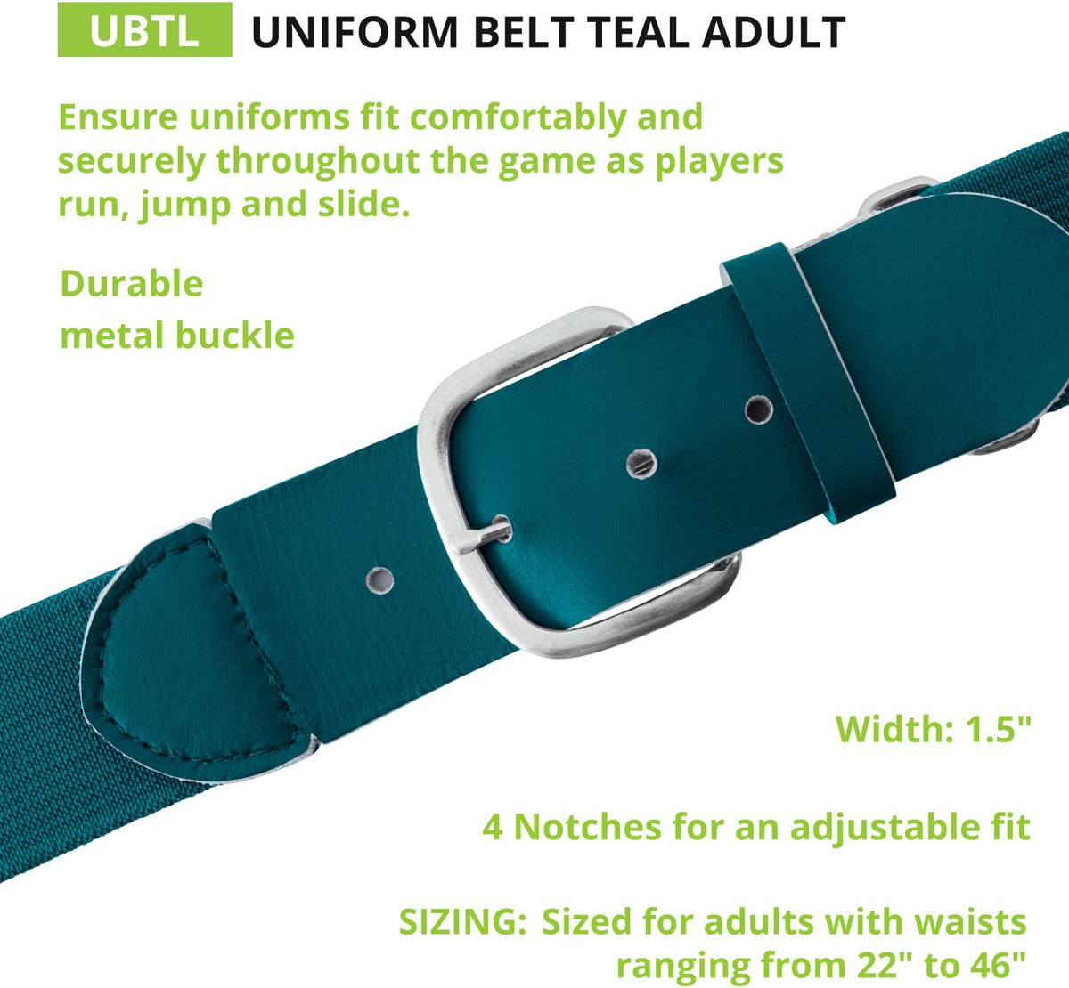Champion Sports Baseball/Softball Uniform Belt, Comfort Stretch Fit Durable Syntex Tab - Youth &