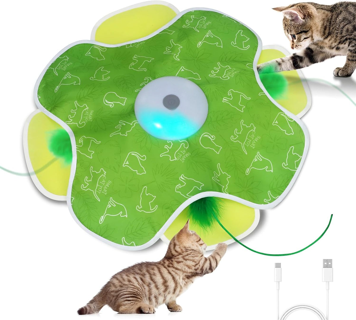 Interactive Cat Toys, Motion Activated, Moving Feather, Real Mouse Squeaky, Hide and Seek Cat Toys