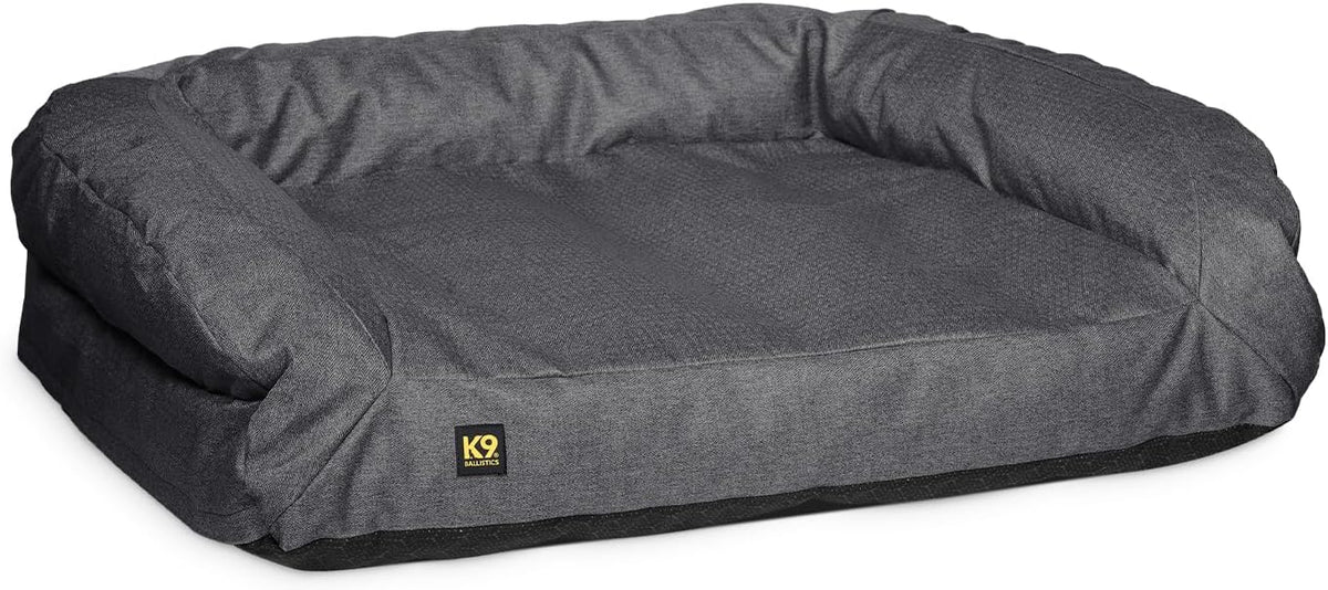 K9 Ballistics Tough Bolster Orthopedic Sofa Dog Bed with Removable Washable Cover - Durable, Water