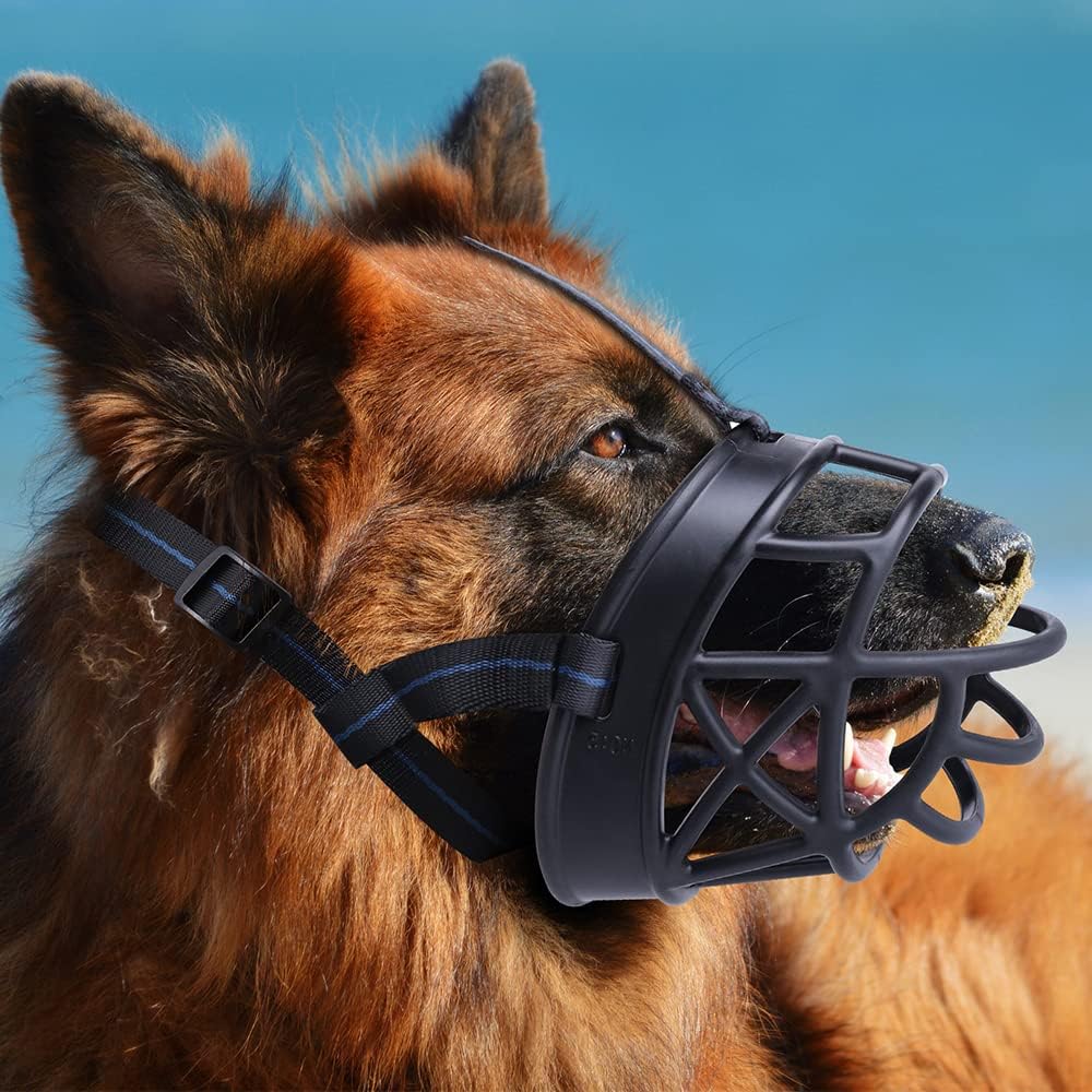Dog Muzzle, Breathable Basket Muzzles for Small, Medium, Large and X-Large Dogs, Prevent Barking