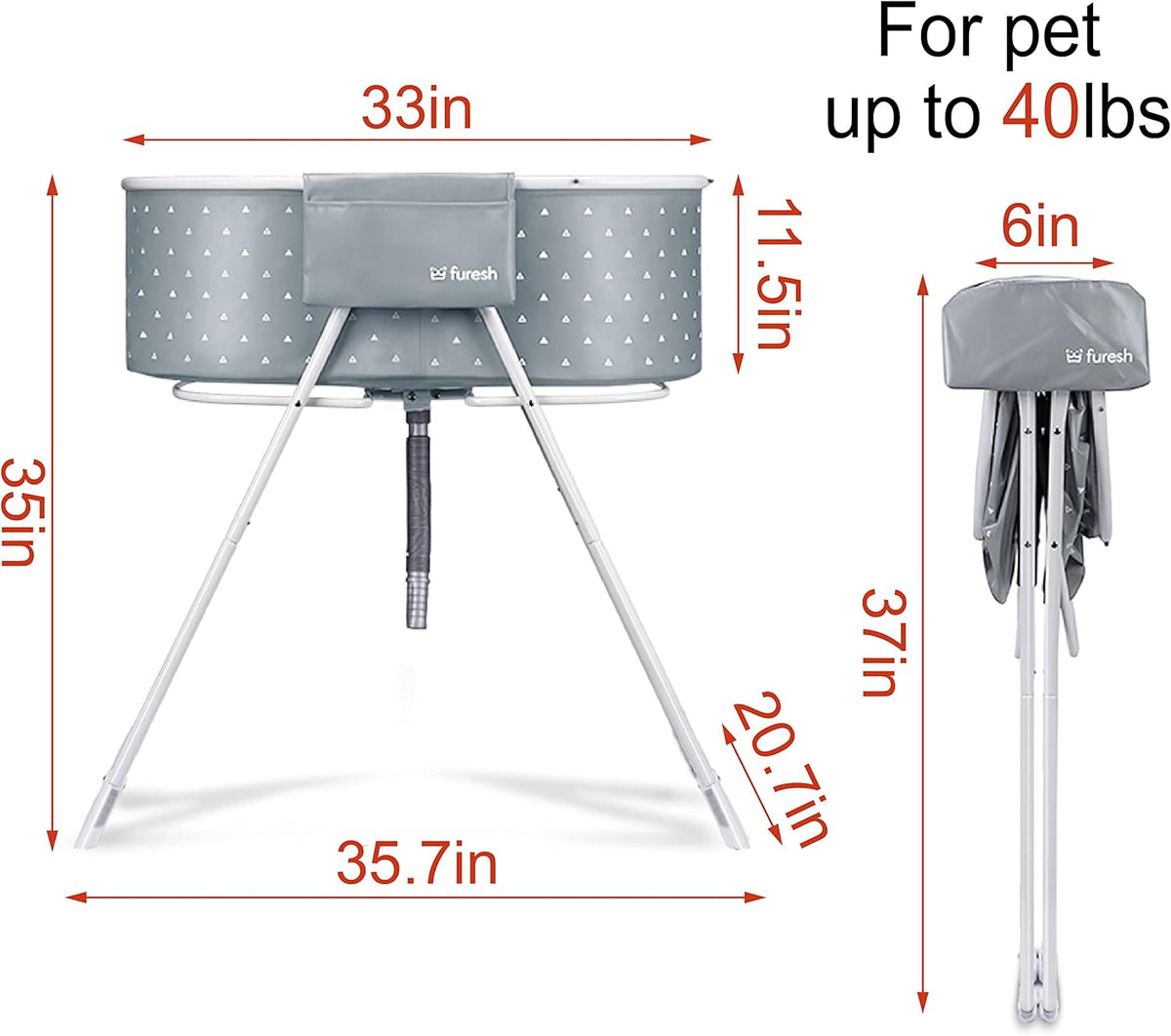 Little Dipper Dog Bath Tub and Wash Station for Bathing Shower and Grooming, Elevated Foldable and