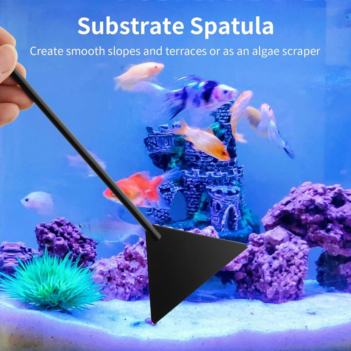 Tifanso Aquarium Aquascape Tools Kit - 4 in 1 Terrarium Decor Supplies with Long Tweezers Feeding