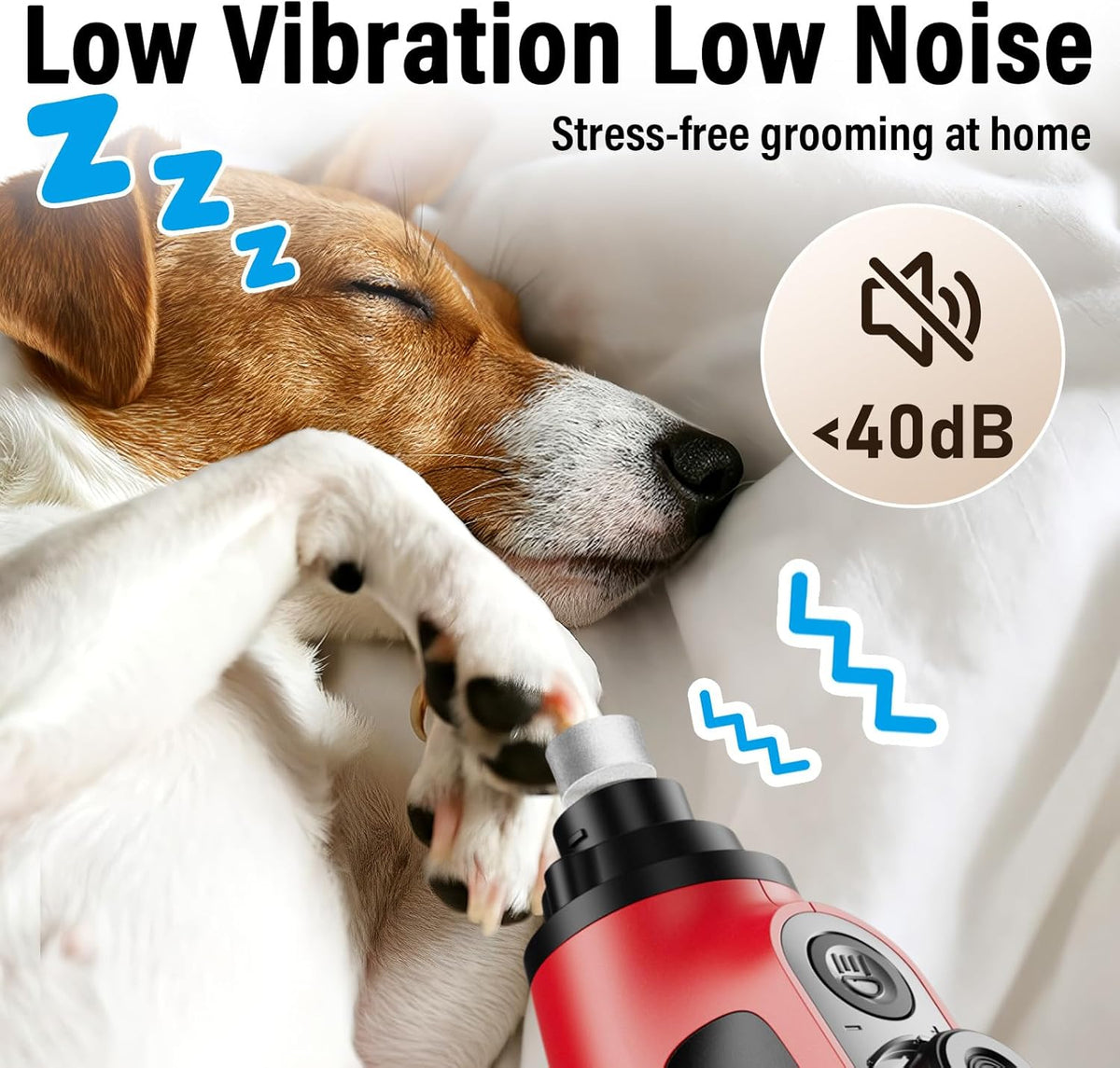 Casfuy Smart 6-Speed Dog Nail Grinder - 50% More Power Pet Nail Grinder with 2 LED Lights Quiet