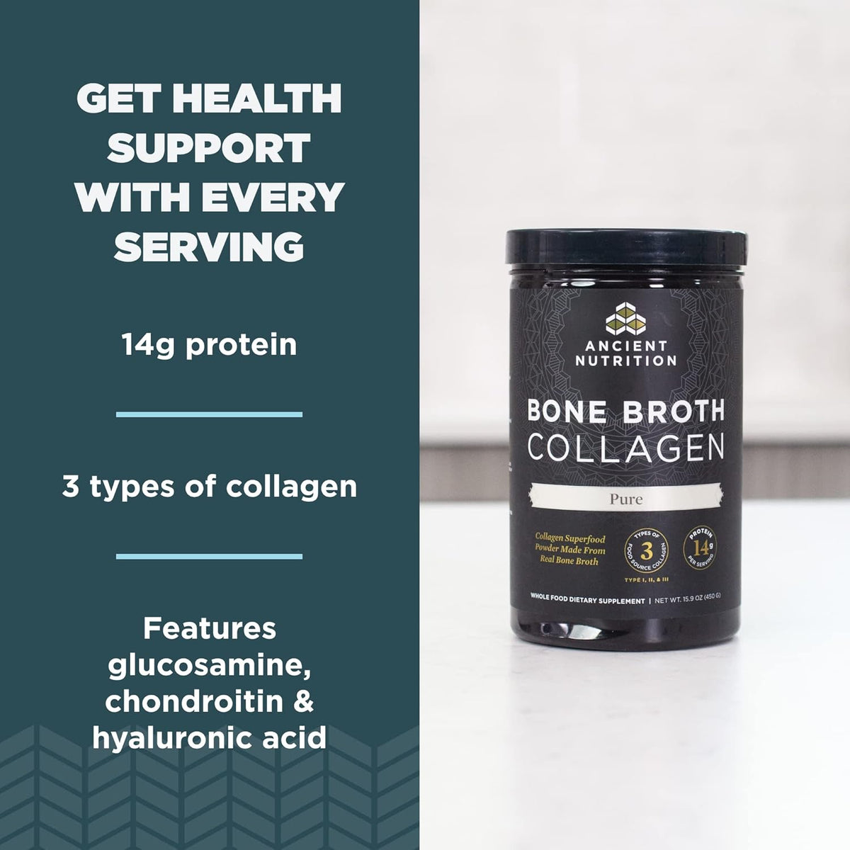 Ancient Nutrition Collagen Powder, Bone Broth Collagen, Pure, Hydrolyzed Multi Collagen Peptides