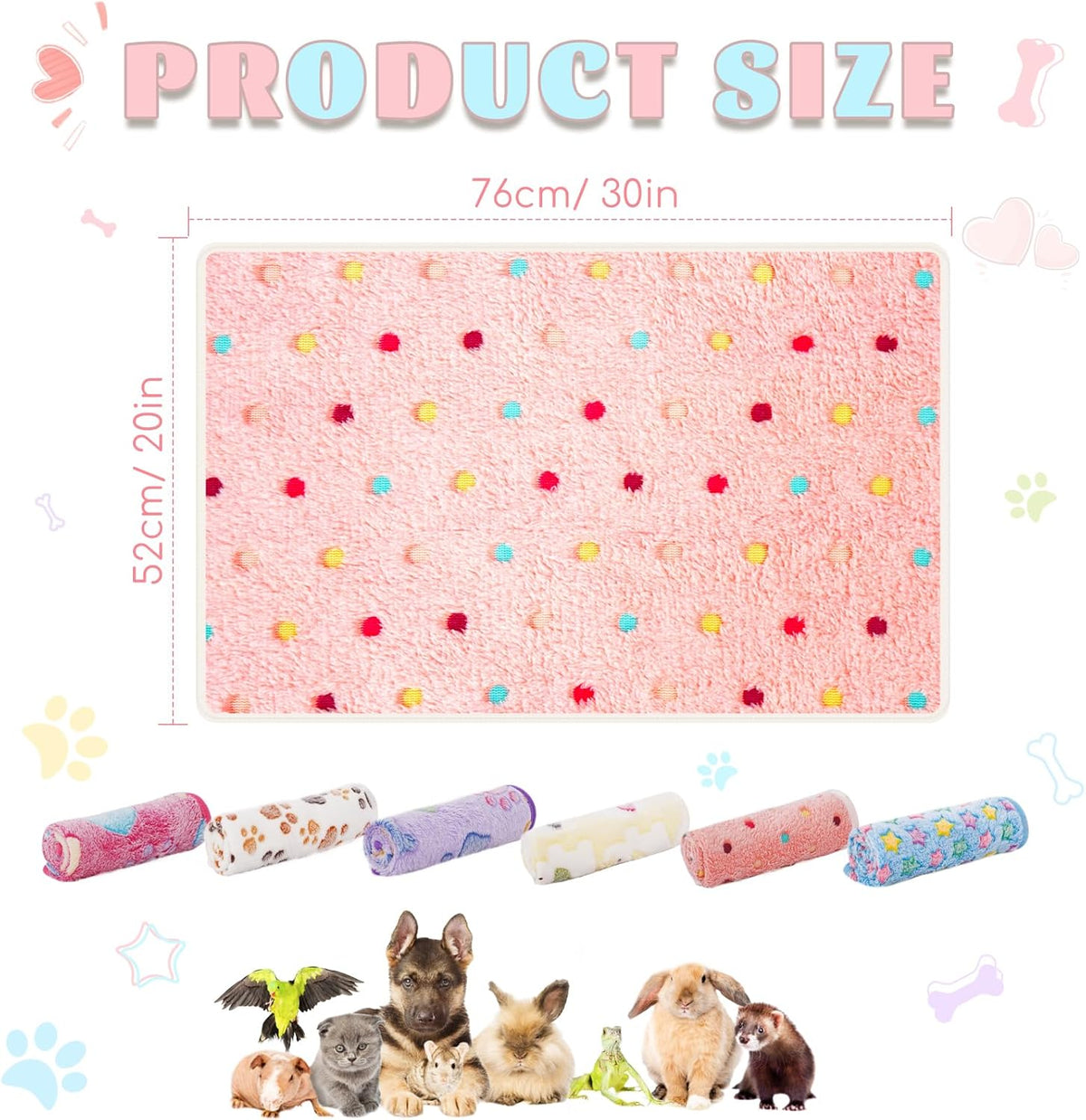 6 Pack Guinea Pig Cage Liner, Washable Guinea Pig Fleece Blankets Beding Accessories, Flannel Throw