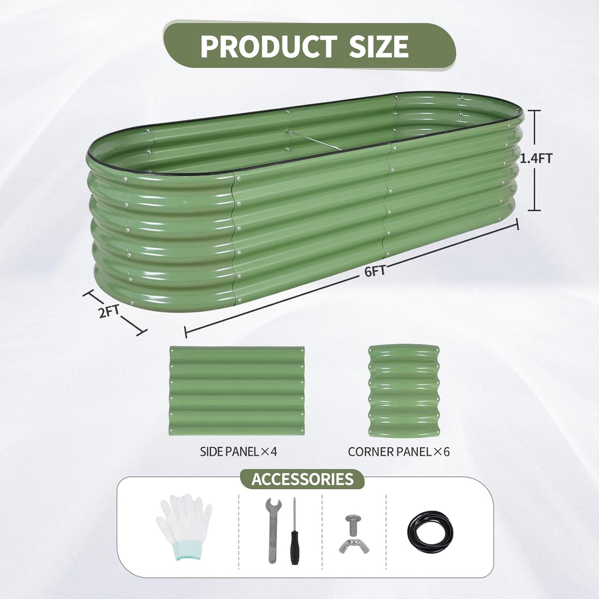 Galvanized Raised Garden Bed Outdoor- Raised Beds for Gardening| Metal Planter Box, Steel Raised