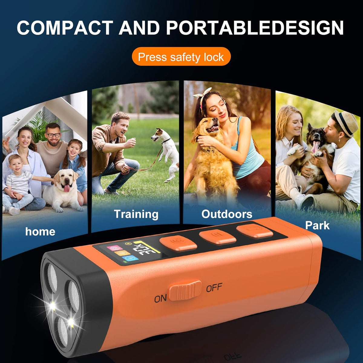 Dog Bark Deterrent Device, Color Display 2000 mAh Rechargeable Ultrasonic Anti-Barking Trainer with