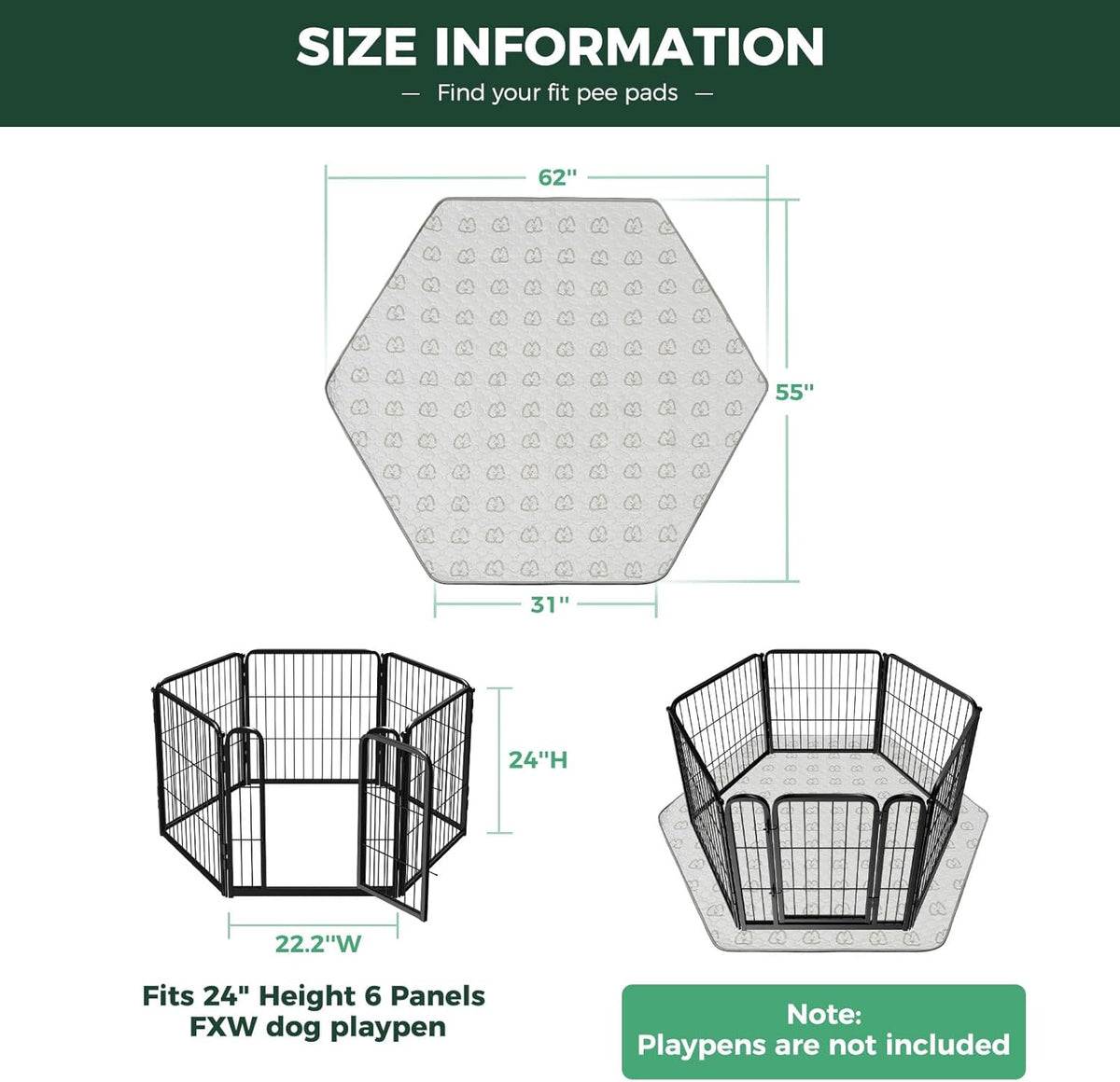 FXW Washable Pee Pads for Dogs, Puppy Pads with Super Absorbent, Specifically Designed for FXW