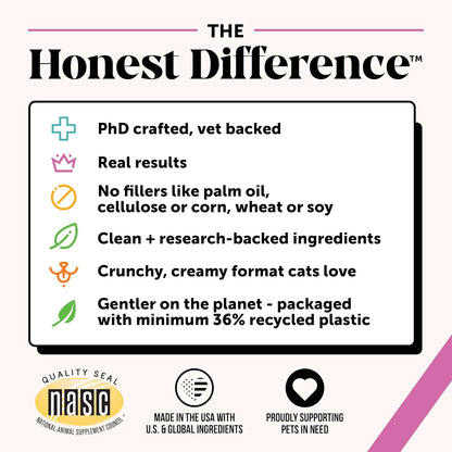 Cat Multivitamin Crunchy & Creamy Chews - Cat Treats for Health + Immune, Joint Support, Skin &