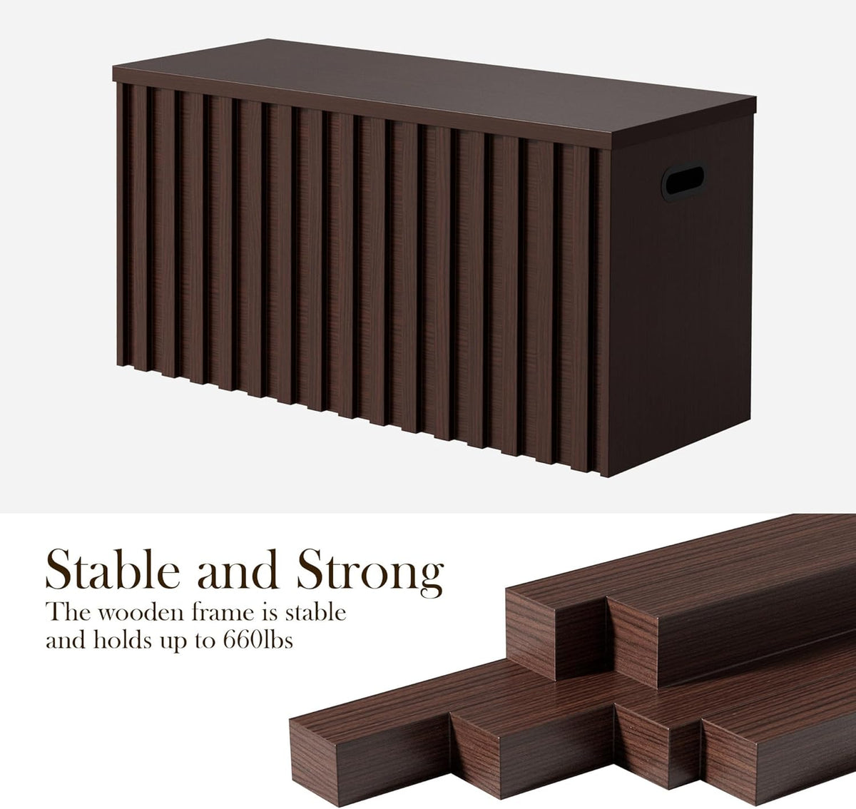 UEV Storage Bench,39.4" Wood Box, Storage Trunk with 2 Safety Hinges, Ottoman Storage Chest, Fluted