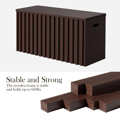 UEV Storage Bench,39.4" Wood Box, Storage Trunk with 2 Safety Hinges, Ottoman Storage Chest, Fluted