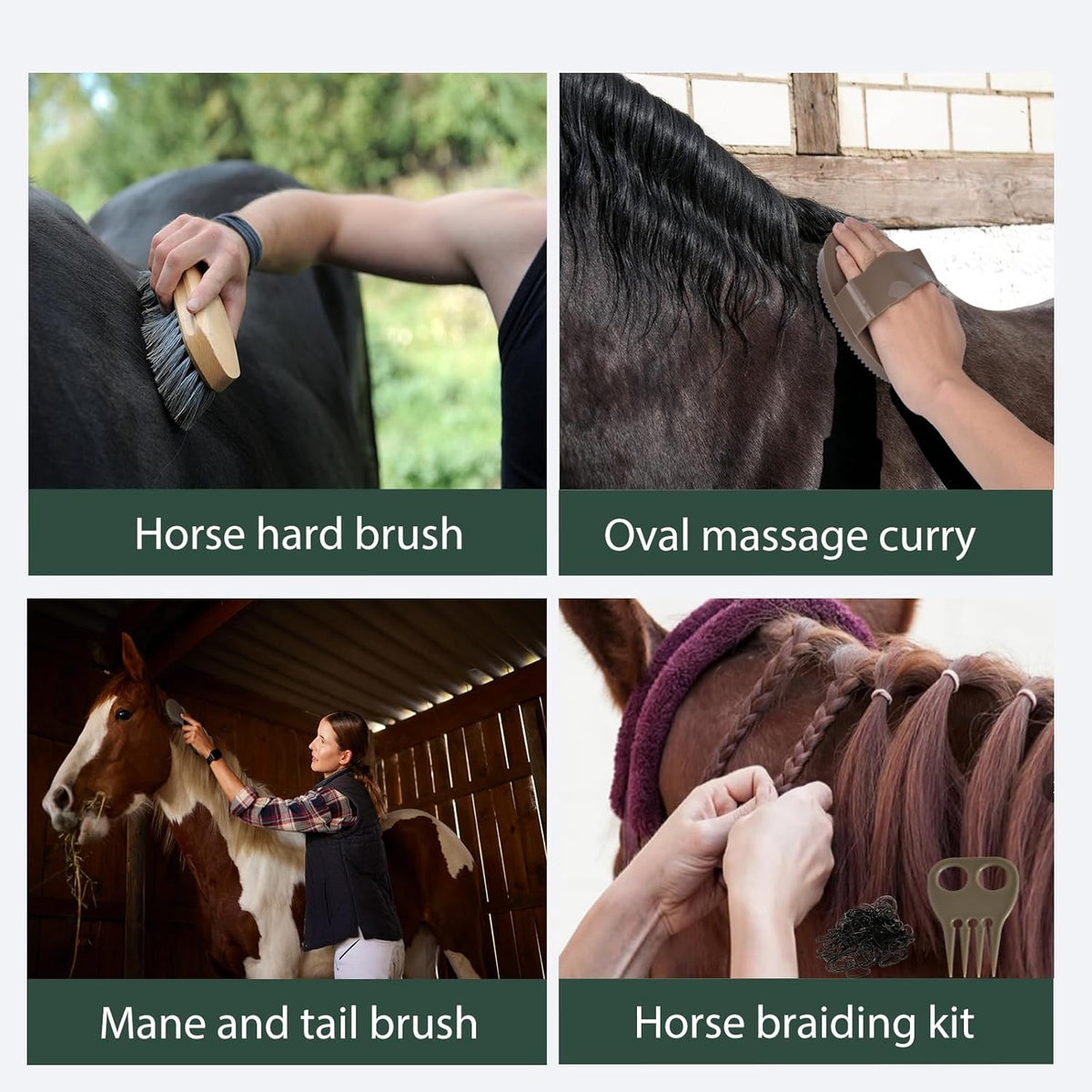Horse Grooming Kit 13 Piece, Horse Brushes for Grooming Supplies Set with Organizer Bag, Horse