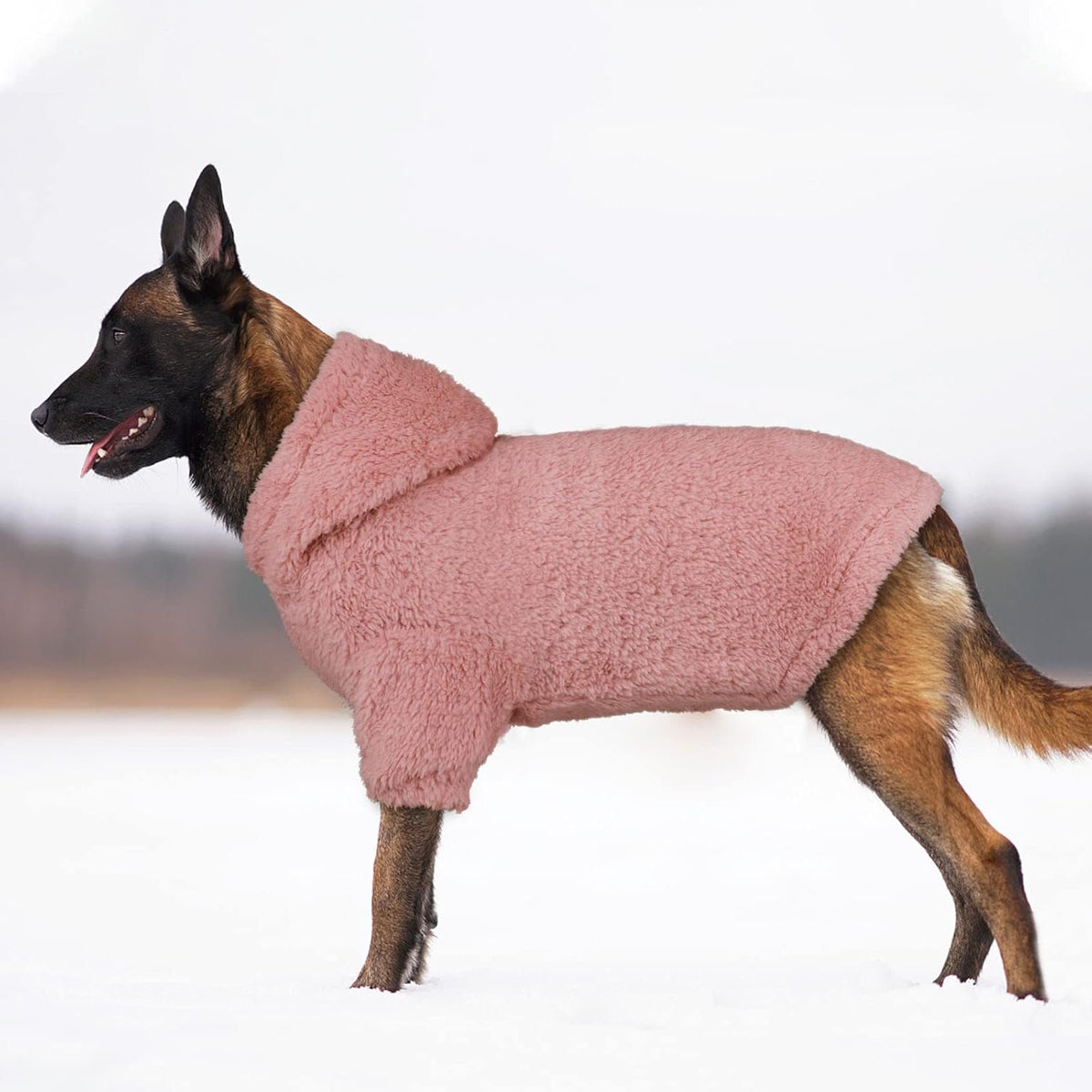 Fuzzy Dog Sweaters for Large Dogs Pet Hoodie Clothes Warm Soft Pet Coats Hooded Sweatshirt Dog