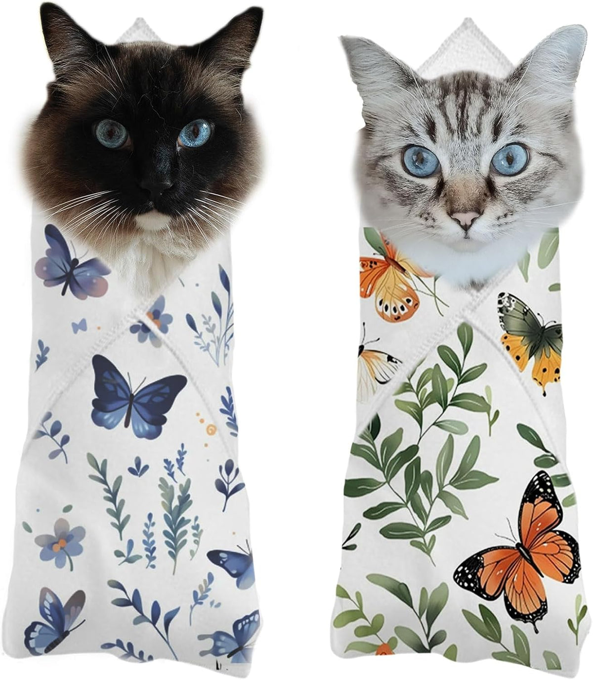 2PCS Cat Wrap for Cutting Nails, 21x21in Self-Adherent Pet Cat Grooming Wrap for Medicine, Nail