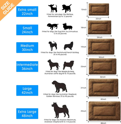 VERZEY Dog Bed, Ultra Soft Faux Fur Dog Crate Pad for Medium Dogs, 30inch, Brown, Machine Washable