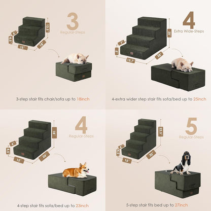 EHEYCIGA Dog Stairs for Bed 20" H, 4-Step Extra Wide Dog Steps for High Bed, Pet Steps for Small
