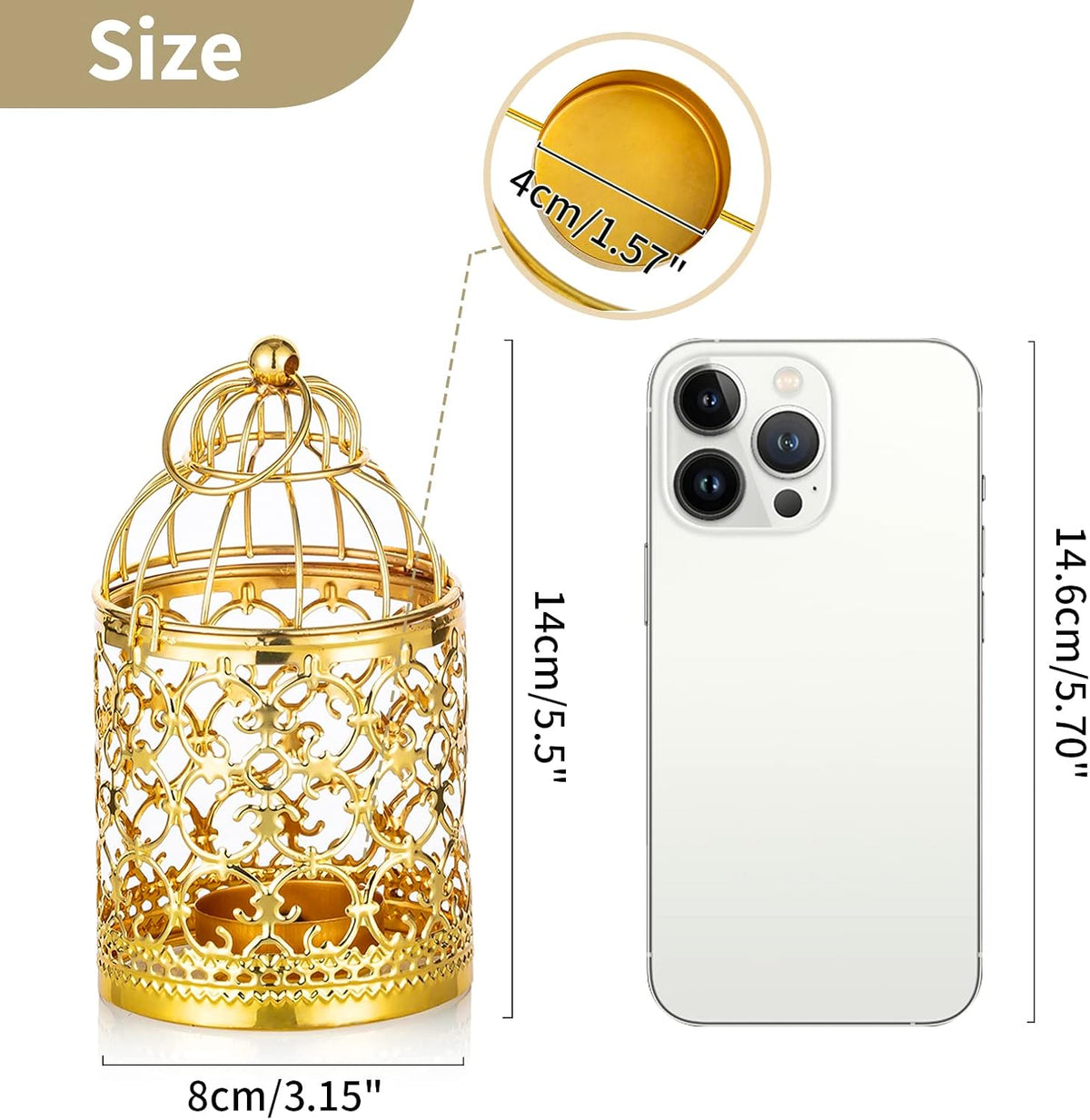 6 Pcs Small Metal Tealight Hanging Birdcage Lantern, Vintage Decorative Centerpieces of Wedding