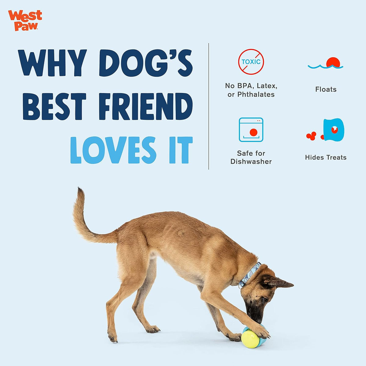 West Paw Zogoflex Toppl Treat Dispensing Dog Toy Puzzle – Interactive Chew Toys for Dogs – Dog Toy