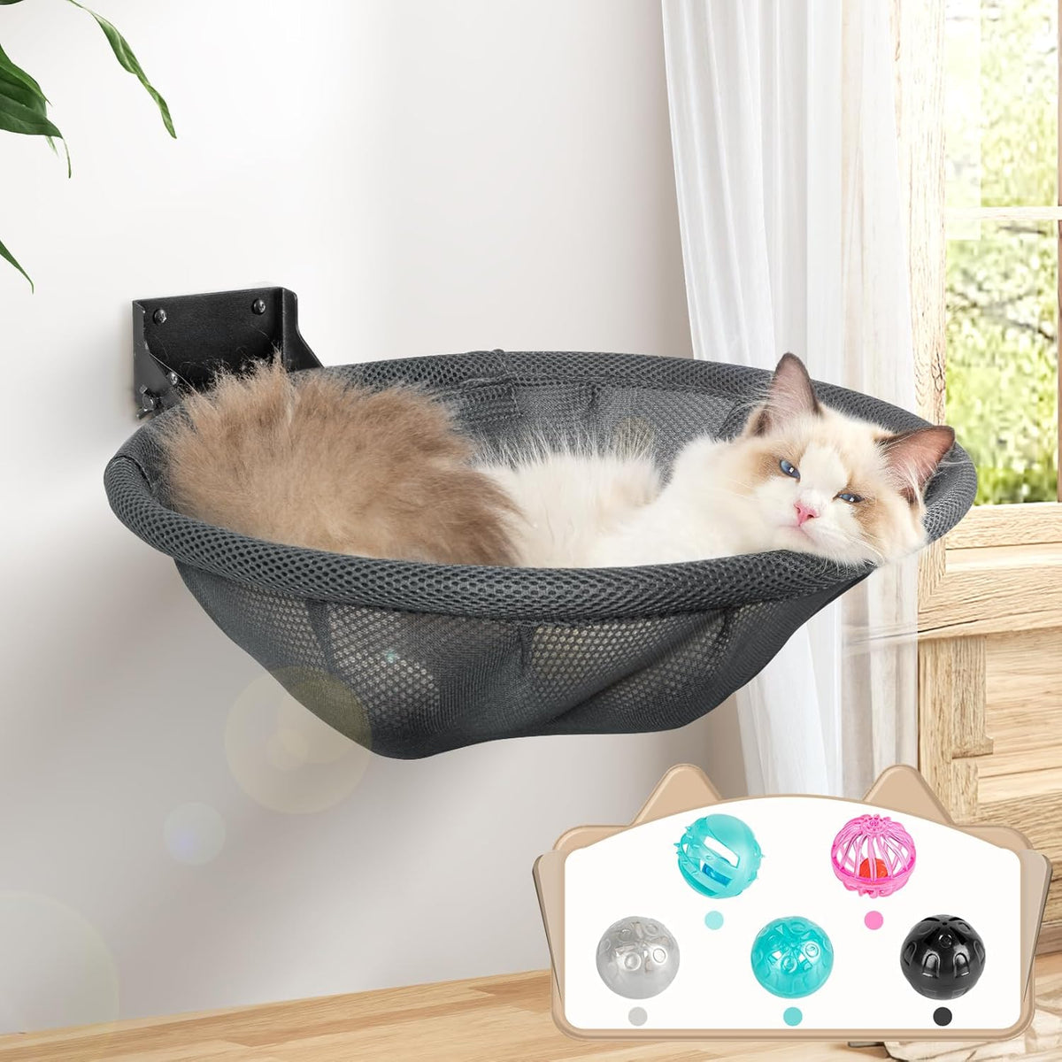 Cat Hammock Wall Mounted, Foldable & Stable Cat Beds- Breathable Cat Wall Shelves for Sleeping