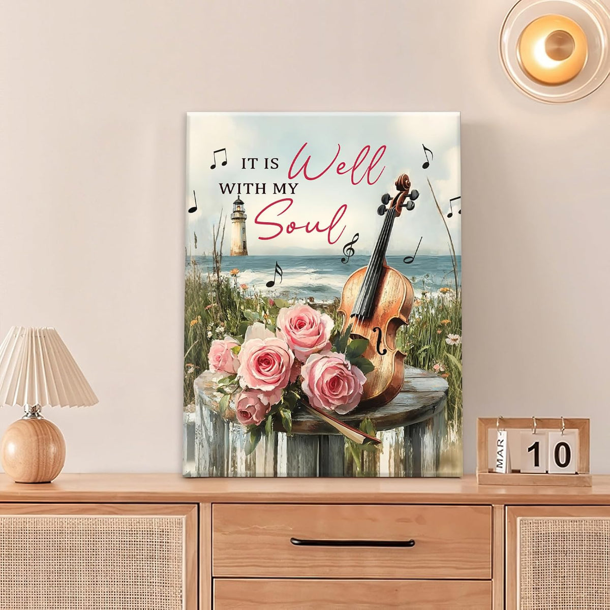 Violin Pictures Wall Art, Music Rustic Country Inspirational Bathroom Wall Decor, Coastal