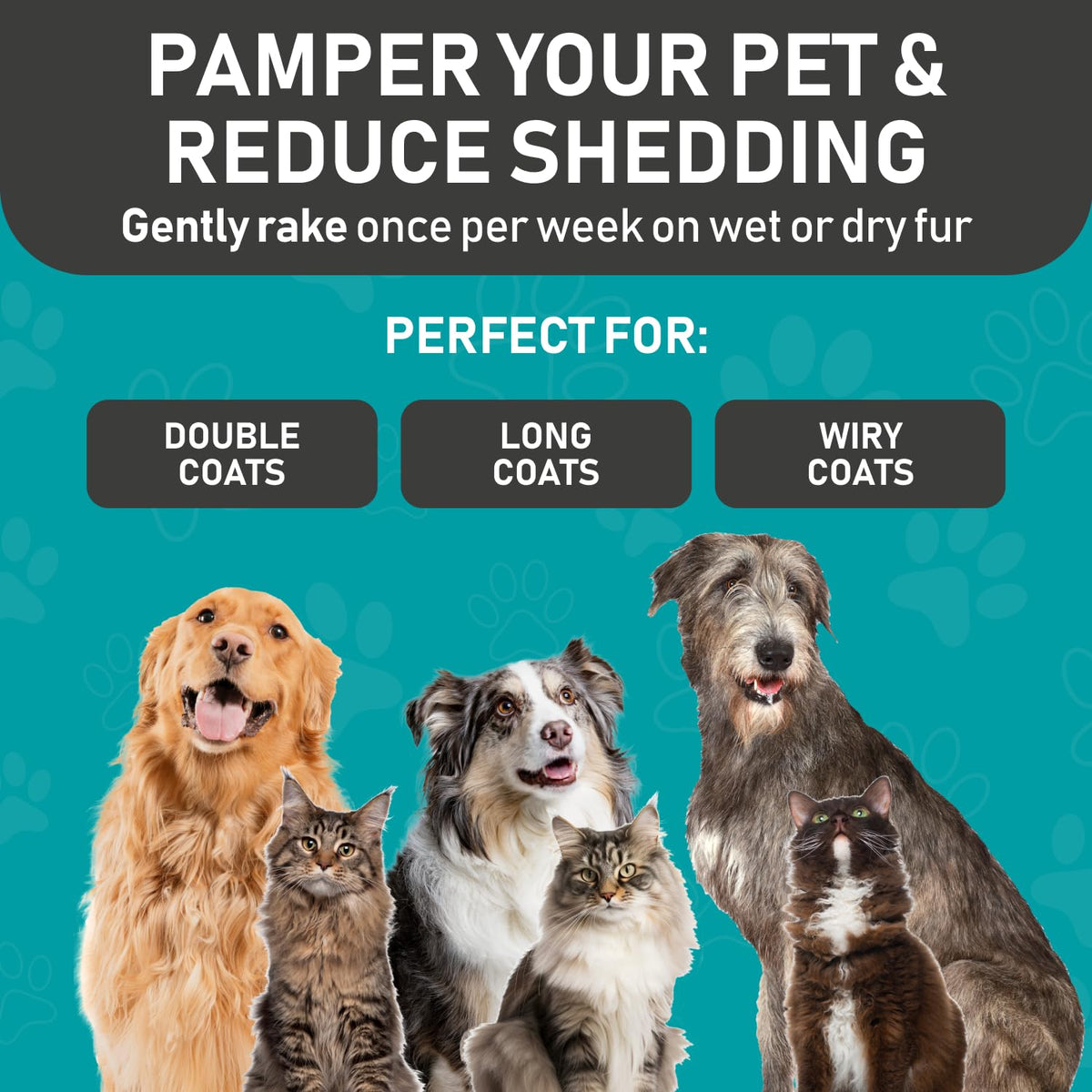 Maxpower Planet Original Pet Grooming Rake - Double-Sided Deshedding Dematting Tool, Undercoat Rake