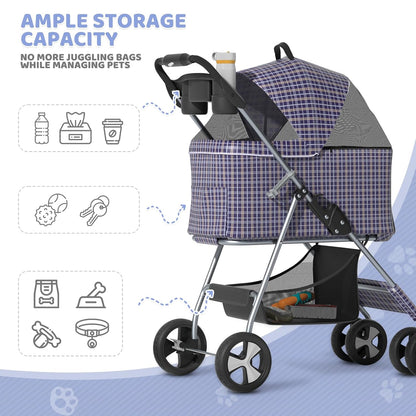 Magshion Foldable Pet Stroller, 3-in-1 Dog Travel Jogger with Detachable Carrier, Cup Holder