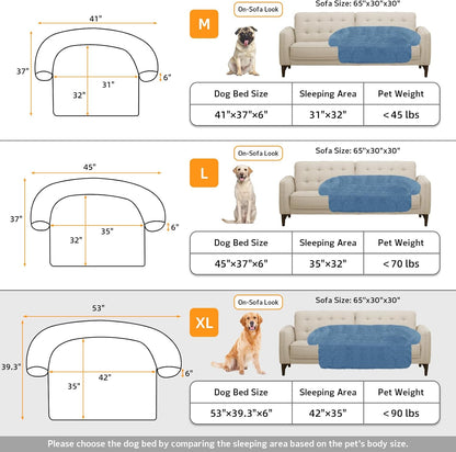 GGIB Calming Dog Bed Fluffy Plush Dog Mat for Furniture Protector with Removable Washable Cover for