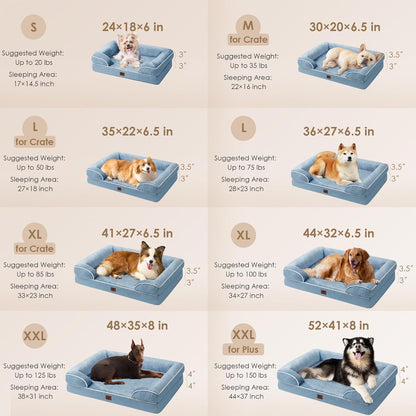 EHEYCIGA Orthopedic Dog Beds for Large Dogs, Waterproof Memory Foam Large Dog Bed with Sides