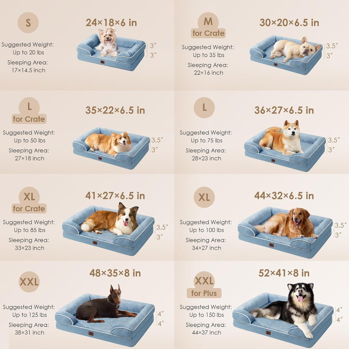 EHEYCIGA Orthopedic Dog Beds for Extra Large Dogs, Waterproof Memory Foam XXL Dog Bed with Sides