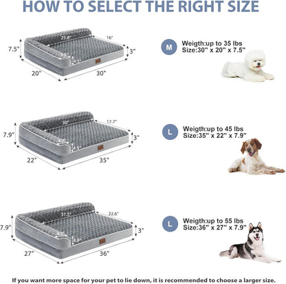 BFPETHOME Orthopedic Dog Beds for Large Dogs-Waterproof Sofa Pet Bed with Removable Washable Cover