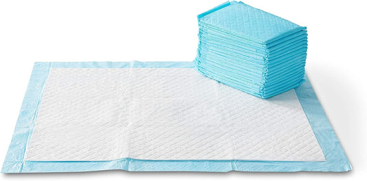 Amazon Basics X-Large Absorbent Puppy Pads, Leak-Proof, Quick-Dry, 28 x 34 Inches, Pack of 50, Blue