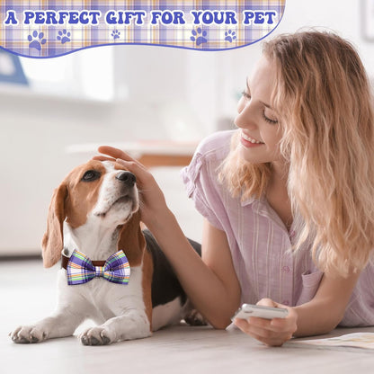 Reginary 50 Pieces Dog Bow Ties Pet Collar Bow Puppy Collar Attachment with Rubber Bands for Small