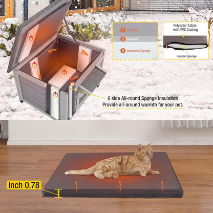Cat House for Outdoor Cats Insulated Feral Kitty Shelter with Warm Liner for Winter Waterproof