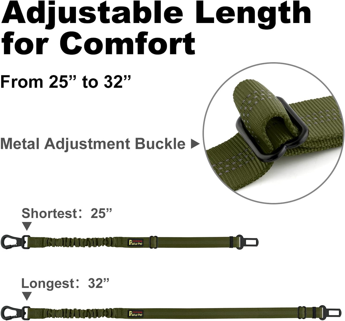 Plutus Pet Dog Seat Belt for Car, Adjustable Dog Car Harness with Carabiner Clip, Reflective Safety