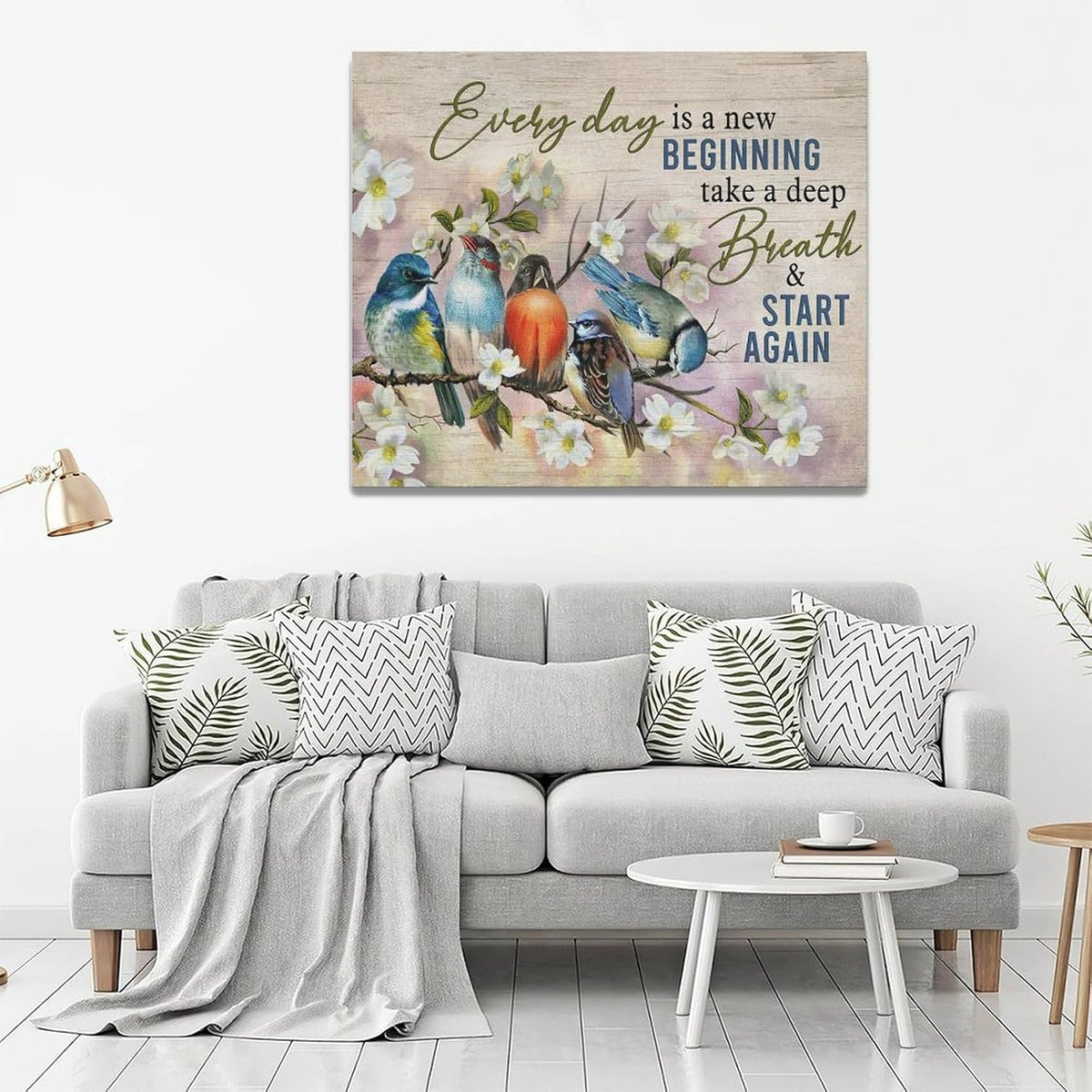 Bird Wall Art Farmhouse Flower Branch Pictures Rustic Country Birds Wall Decor Floral Canvas Print