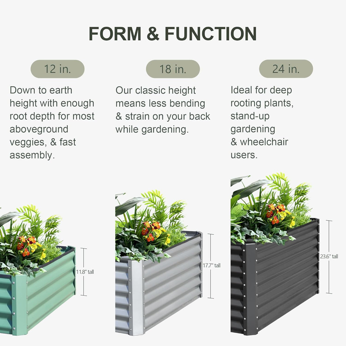 Domi Galvanized Raised Garden Bed, 8x4x1Ft Thickening Metal Planter Box for Vegetables Bottomless