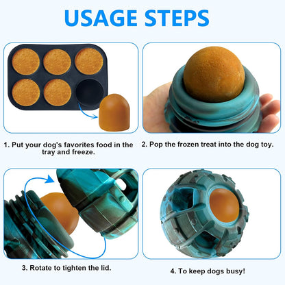 Yipetor Frozen Treat Dispensing Dog Toy - Large Chew Toy, Freezable Fillable Rubber, Reduces