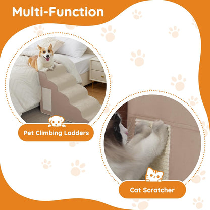 Dogs Steps for Bed, Dog Stairs for Small Dogs, 4-Step Dog Ramp for Bed, Couch, Sofa, and Chairs