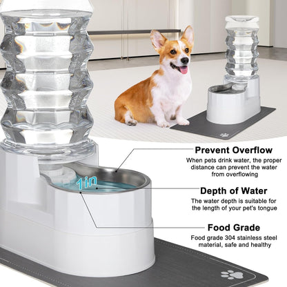 RIZZARI Large Water Dispenser for Dogs: 9L Automatic Stainless Steel Gravity Raised Pet Feeder for