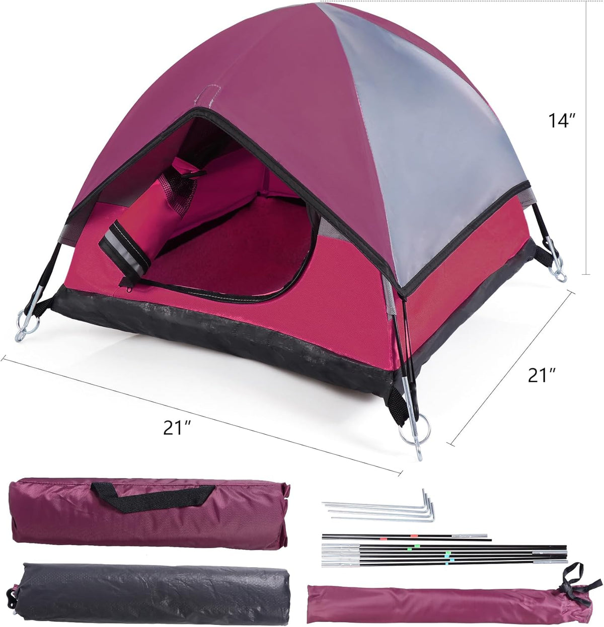 Cat Camping Tent, Cat Tent Bed, Pet Tent for Indoor Cat and Small Dog, Mini Tent (Red, 21 x 21 x 14