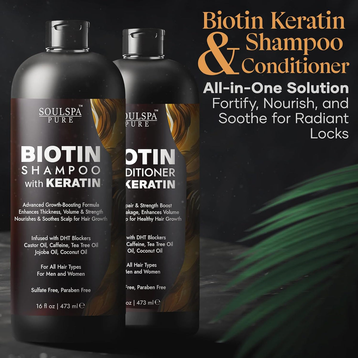 Biotin Shampoo and Conditioner Set with Keratin - Sulfate-Free Advanced Anti-Thinning, Hair Growth