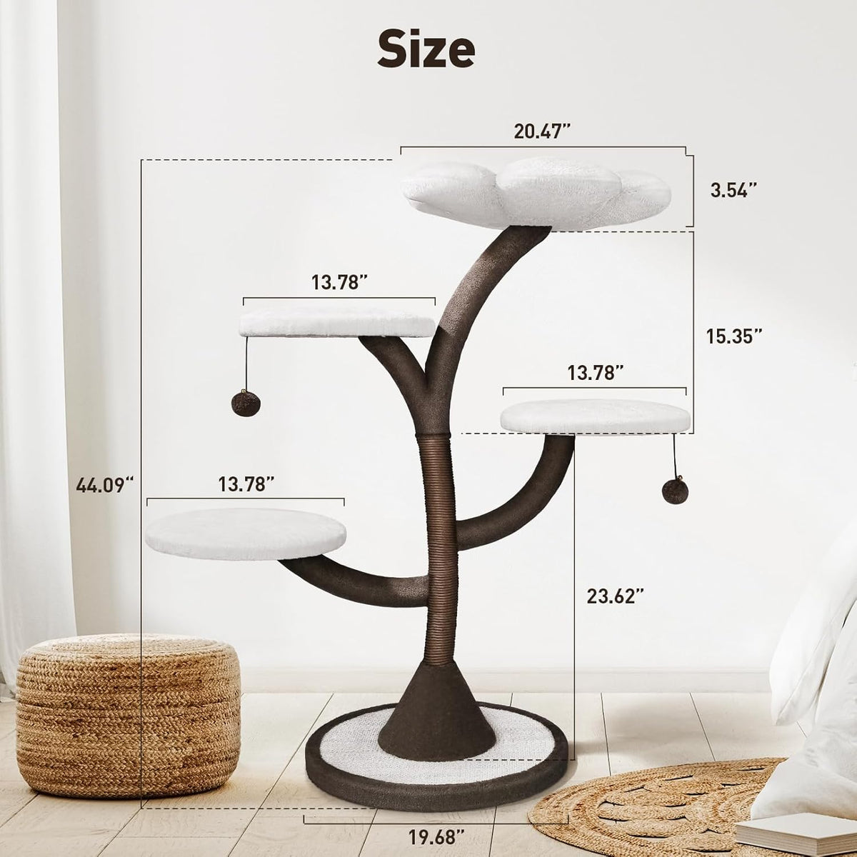 Multi-Level Modern Cat Tree, All-in-One Cat Tower with Scratching Post, Flower Cat Tree Houses for