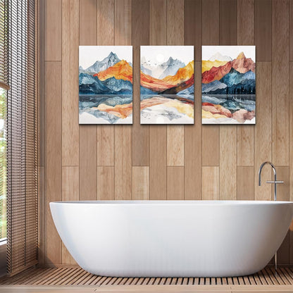 TTHYUEWS Abstract Art for Bedroom & Living Room - Modern Ink Mountain Landscapes - 3 Piece Ready To