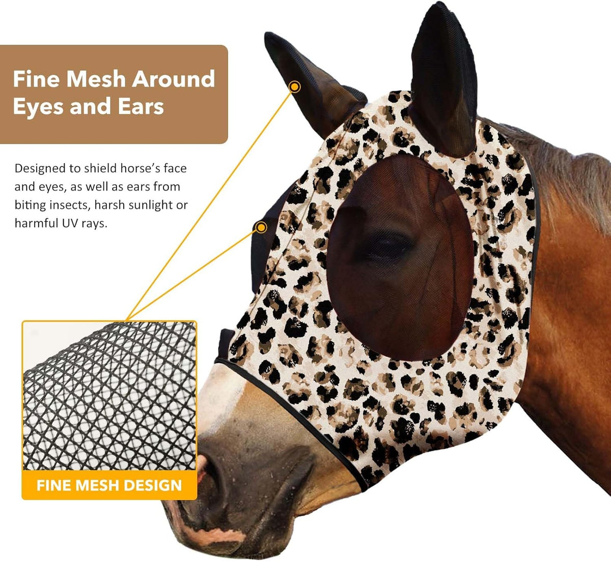 Harrison Howard Super Comfort Stretchy Fly Mask Large Eye Space with UV Protection Soft on Skin