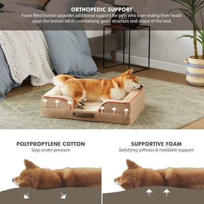 Friends Forever Orthopedic Dog Bed for Large Dogs, Waterproof Memory Foam Dog Sofa Bed L with