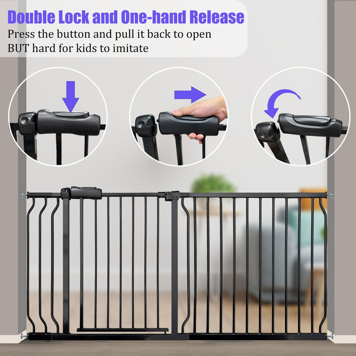 Baby Gates Extra Wide 53-57.5 Inch Large Baby Gate for Stairs Tension Pet Dog Gates Indoor for
