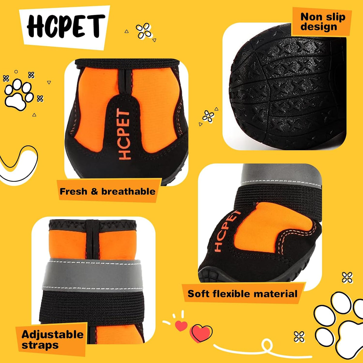 Hcpet Dog Shoes, Dog Boots for Large Dogs, Waterproof Dog Booties Paw Protector for Summer Hot